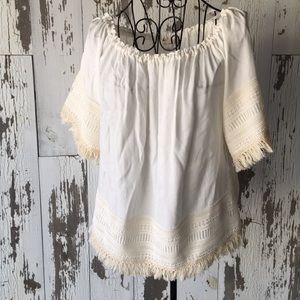 Ella Moss cream lace blouse